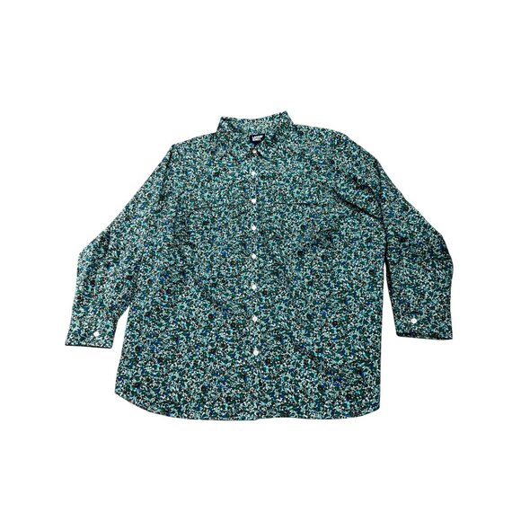 Lands End Womens Plus Size Floral Button-Down Shirt 1X 16W-18W - Picture 7 of 13